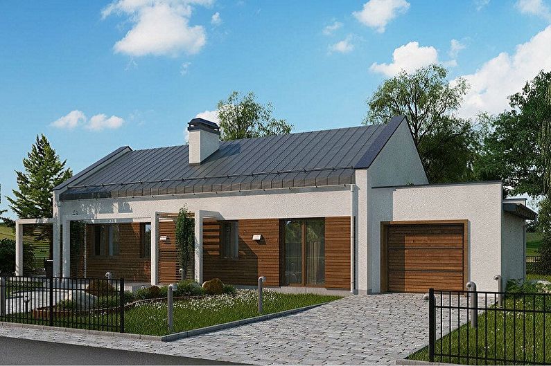 One-storey houses with a garage - photos and projects