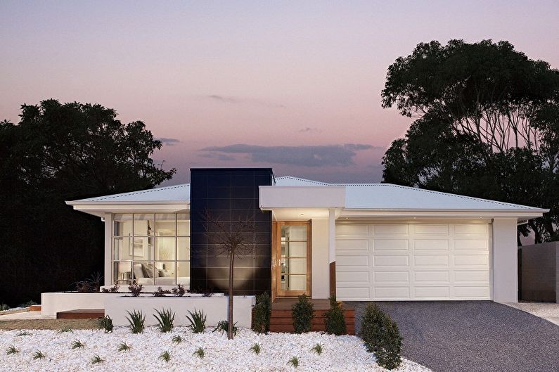 One-storey houses with a garage - photos and projects