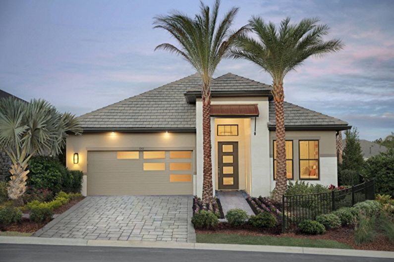 One-storey houses with a garage - photos and projects