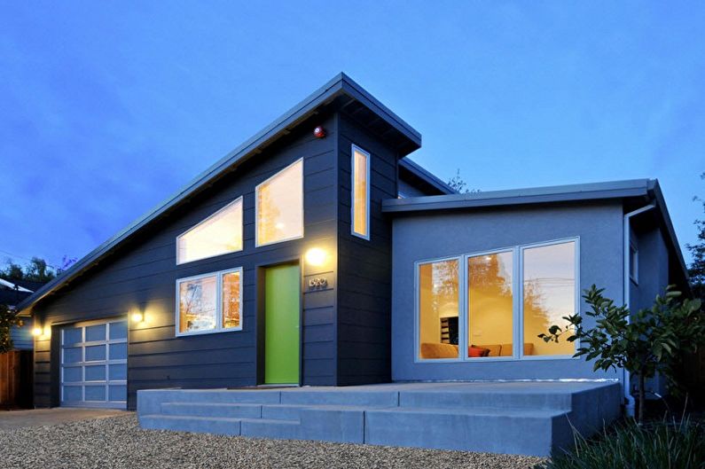 One-storey houses with a garage - photos and projects