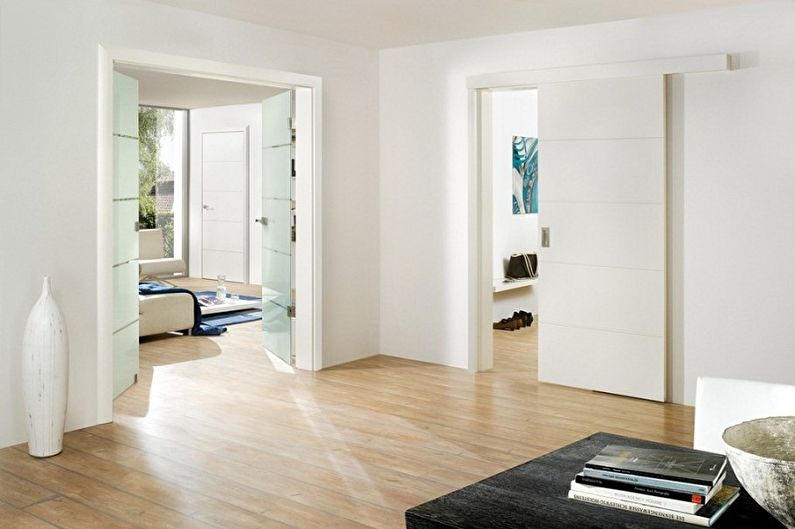White doors in different interior styles - Laconic minimalism