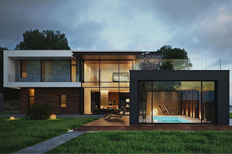 Houses with a flat roof - photos and projects