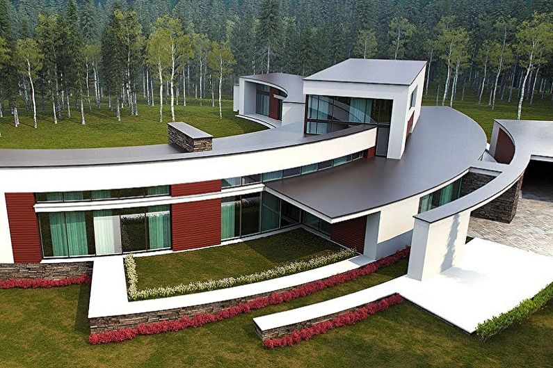 Houses with a flat roof - photos and projects