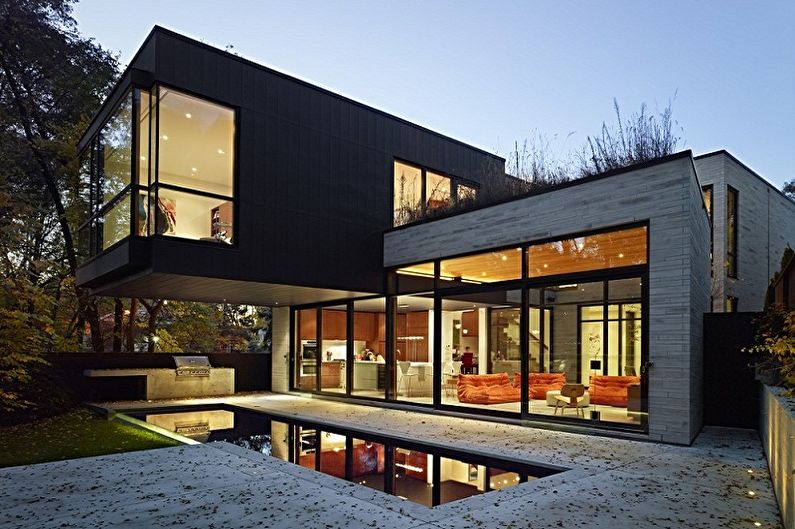 Houses with a flat roof - photos and projects