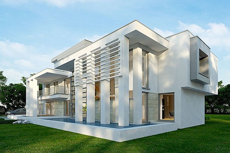 Houses with a flat roof - photos and projects