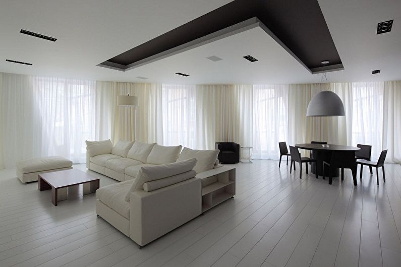 Two-level plasterboard ceilings - photo