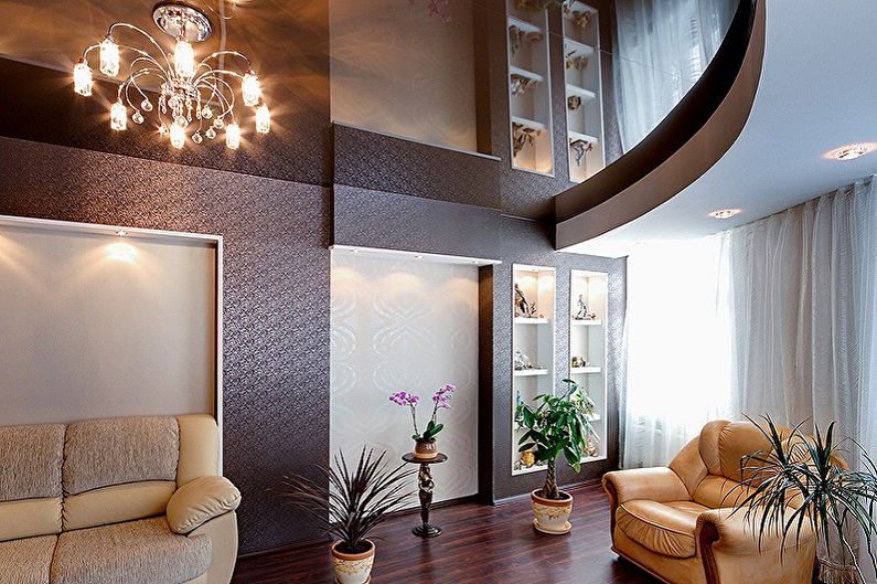 Two-level plasterboard ceilings - photo