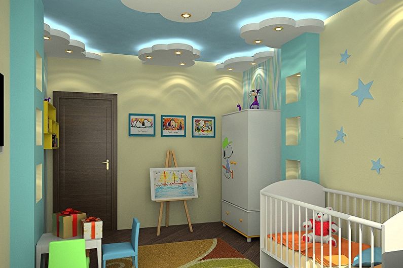 Two-level plasterboard ceilings - photo