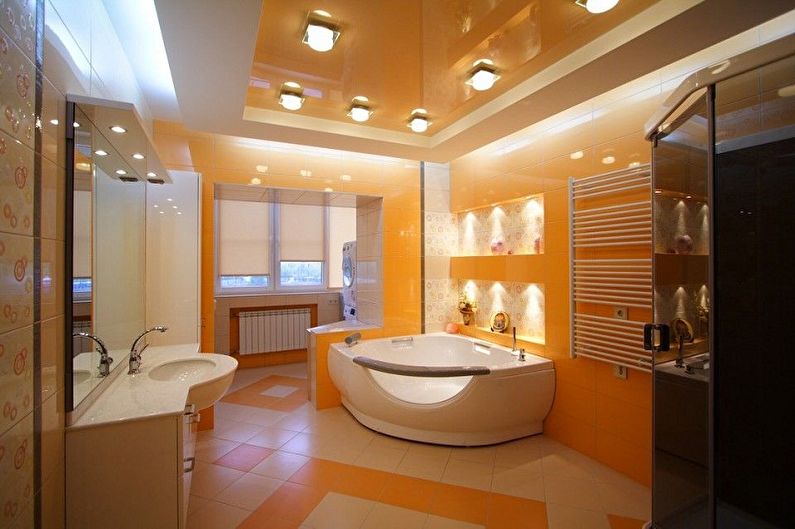 Two-level plasterboard ceilings - photo
