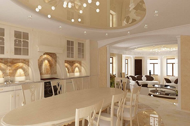 Two-level plasterboard ceilings - photo