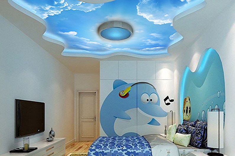 Two-level plasterboard ceilings - photo