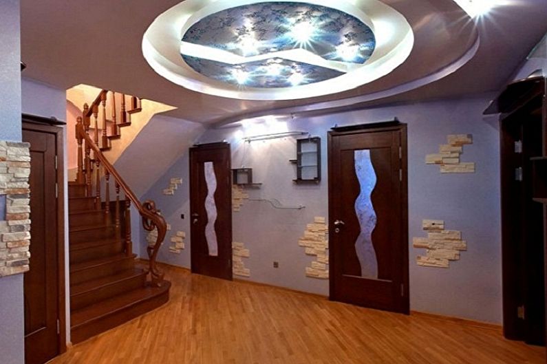 Two-level plasterboard ceilings - photo