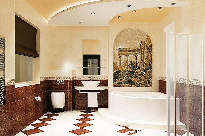 Two-level plasterboard ceilings - photo