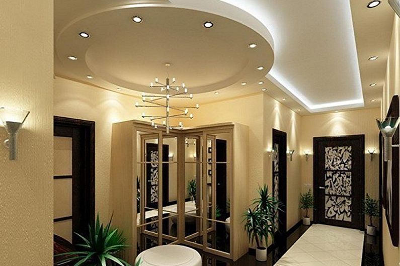 Two-level plasterboard ceilings - photo