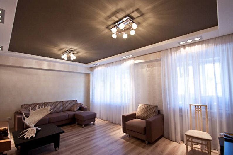 Two-level plasterboard ceilings - photo
