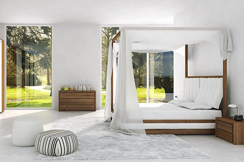 Four poster bed in different interior styles