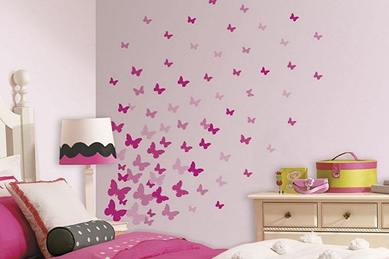 Butterflies on the wall - photo decor