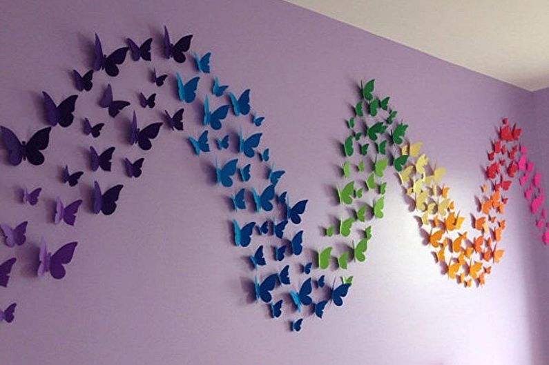 Butterflies on the wall - photo decor