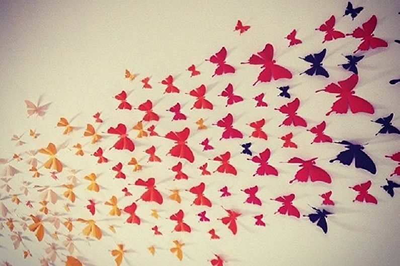 Butterflies on the wall - photo decor