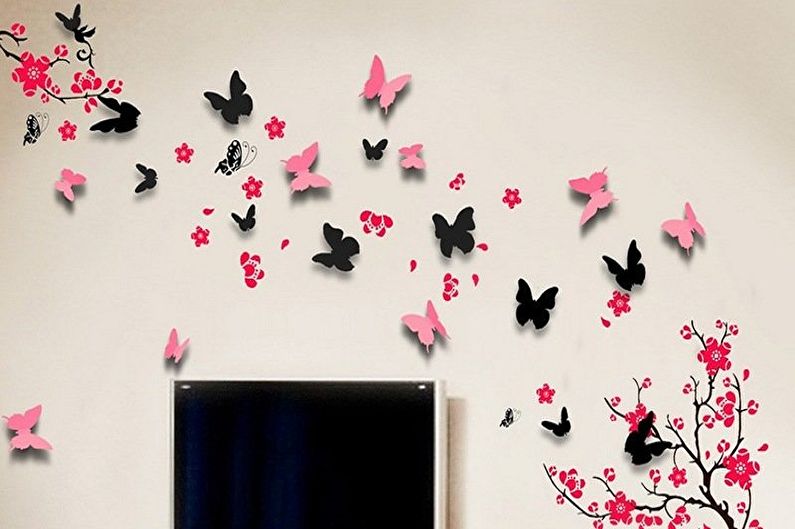 Butterflies on the wall - photo decor