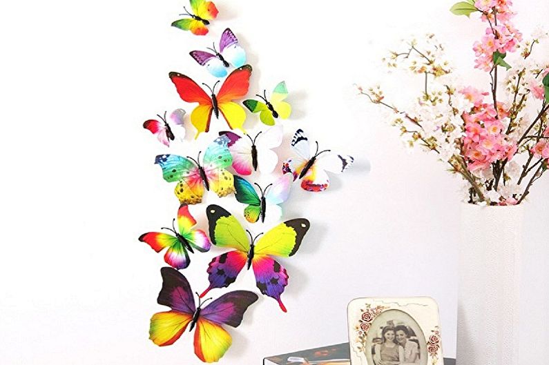 Butterflies on the wall - photo decor