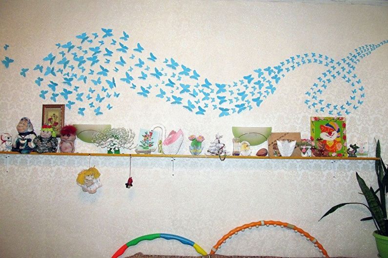Butterflies on the wall - photo decor