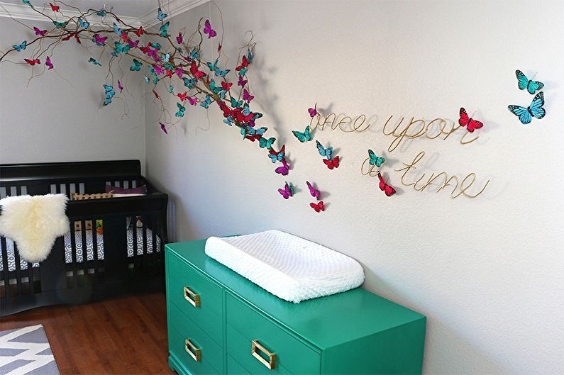 Butterflies on the wall - photo decor
