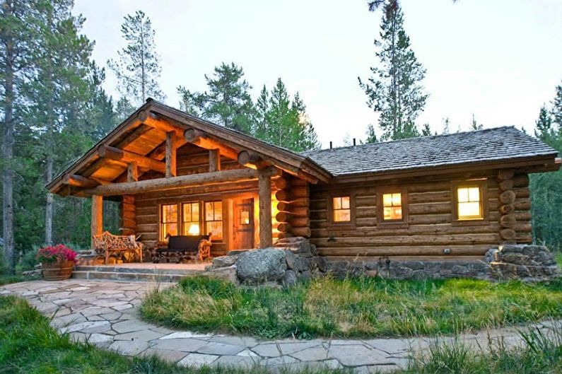 Modern house designs from a log house - The hunting lodge from the rounded log