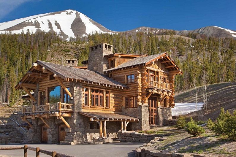 Modern projects of log houses - Chalet style log house
