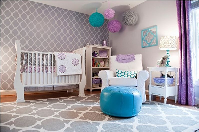 What colors does gray combine with - Design of a children's room