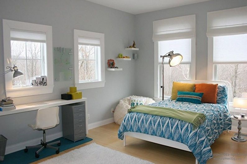 What colors does gray combine with - Design of a children's room