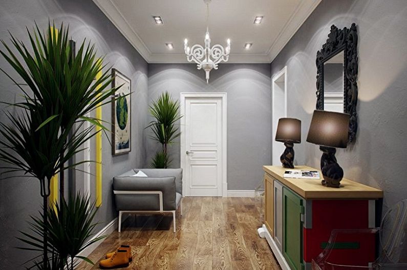 What colors does gray match with - Hallway design