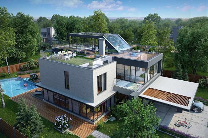 Modern projects of two-story houses - Two-story house with a flat roof