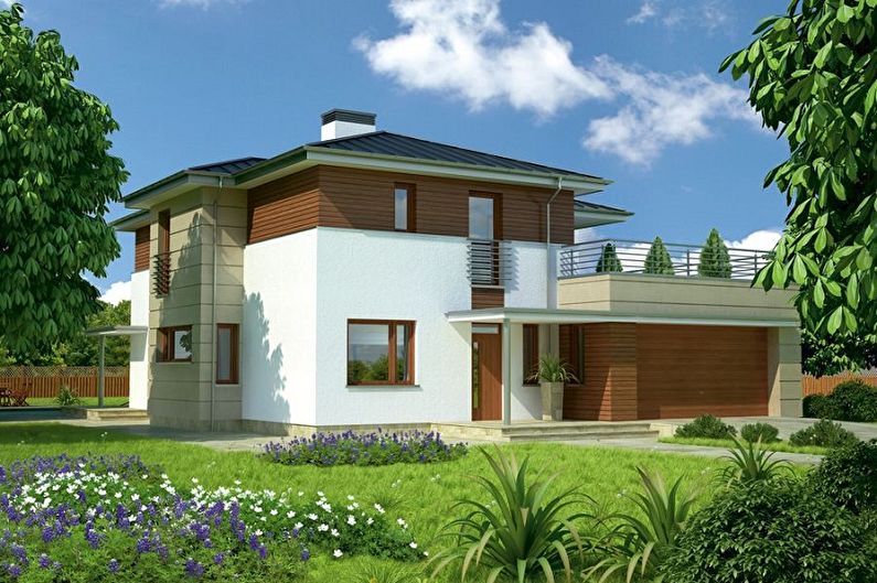 Modern projects of two-story houses - Two-story house with a garage