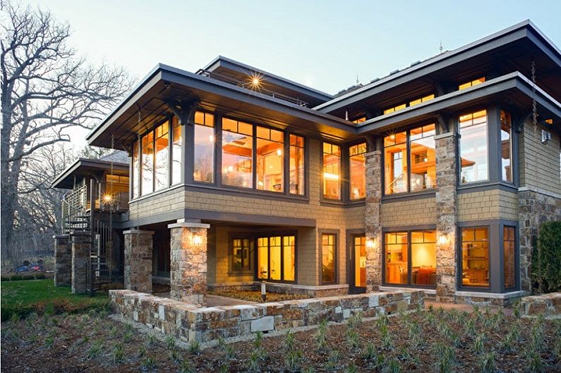 Modern projects of two-story houses - Two-story house with panoramic windows