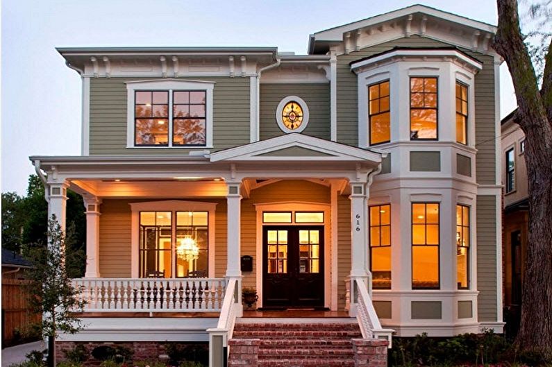Modern projects of two-story houses - Two-story house with a bay window