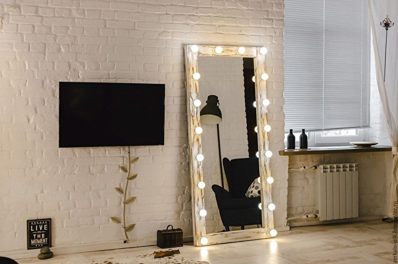 Types of dressing mirrors with bulbs - Method of placement