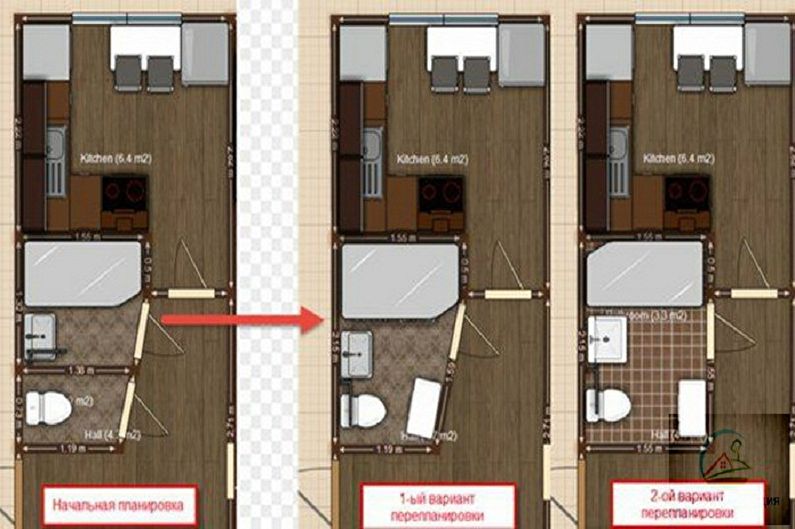 Re-planning of an apartment in Khrushchev - Re-planning of a bathroom