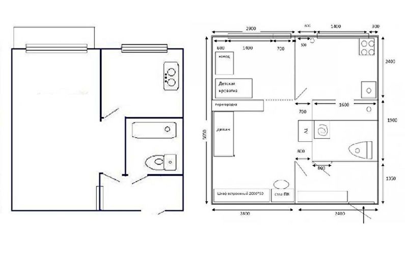 Redevelopment of a studio apartment in Khrushchev - Project 2