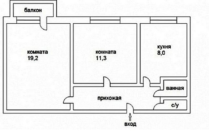 Redevelopment of a two-room apartment in Khrushchev - Project 1