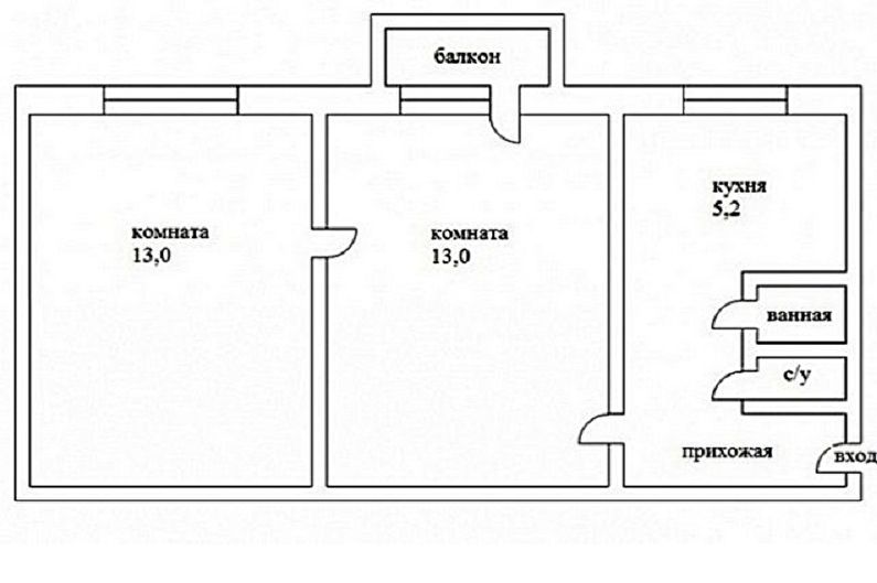Redevelopment of a two-room apartment in Khrushchev - Project 2