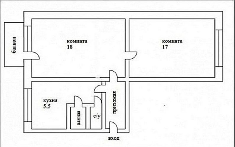 Redevelopment of a two-room apartment in Khrushchev - Project 3