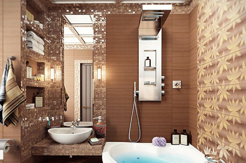 Bathroom design 2 sq.m. - wall decoration