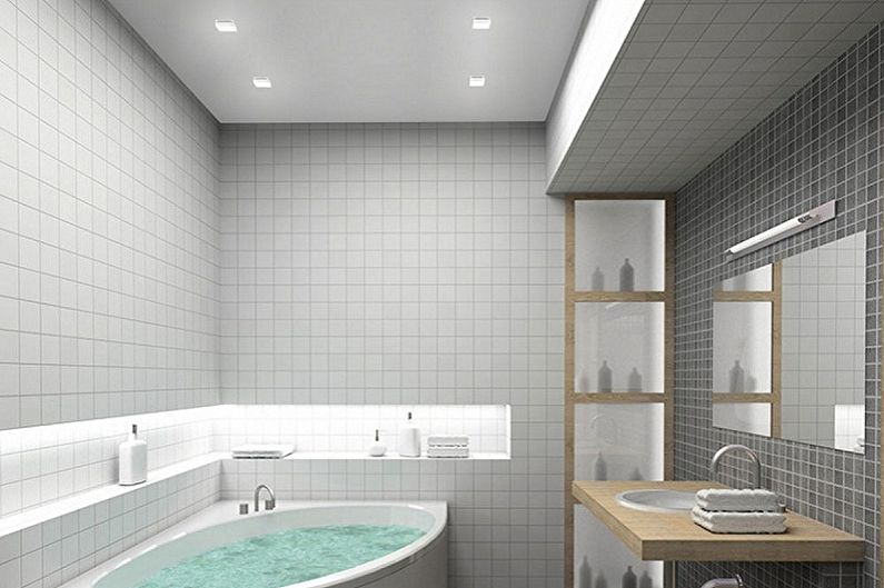 Bathroom design 2 sq.m. - ceiling decoration