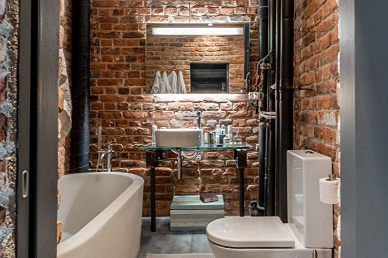 Bathroom design 2 sq.m. loft style