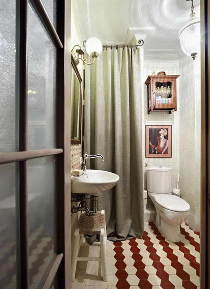 Bathroom design 2 sq.m. retro style
