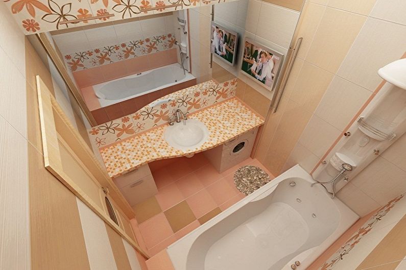 Interior design of a bathroom of 2 sq.m. - Photo