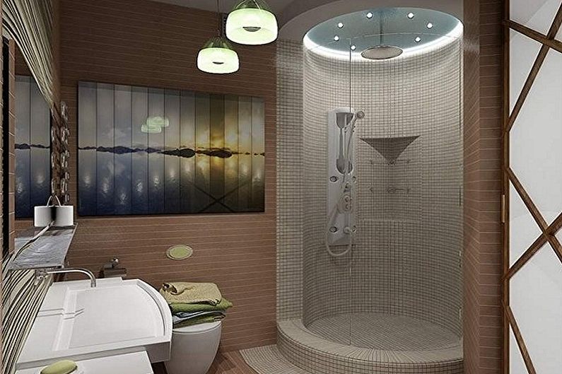 Interior design of a bathroom of 2 sq.m. - Photo