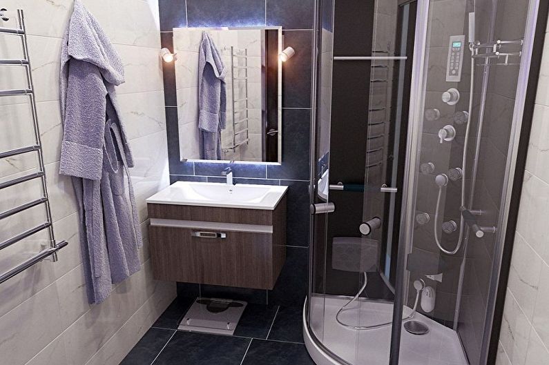 Interior design of a bathroom of 2 sq.m. - Photo
