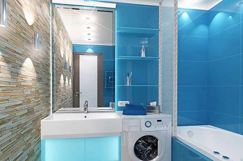 Interior design of a bathroom of 2 sq.m. - Photo